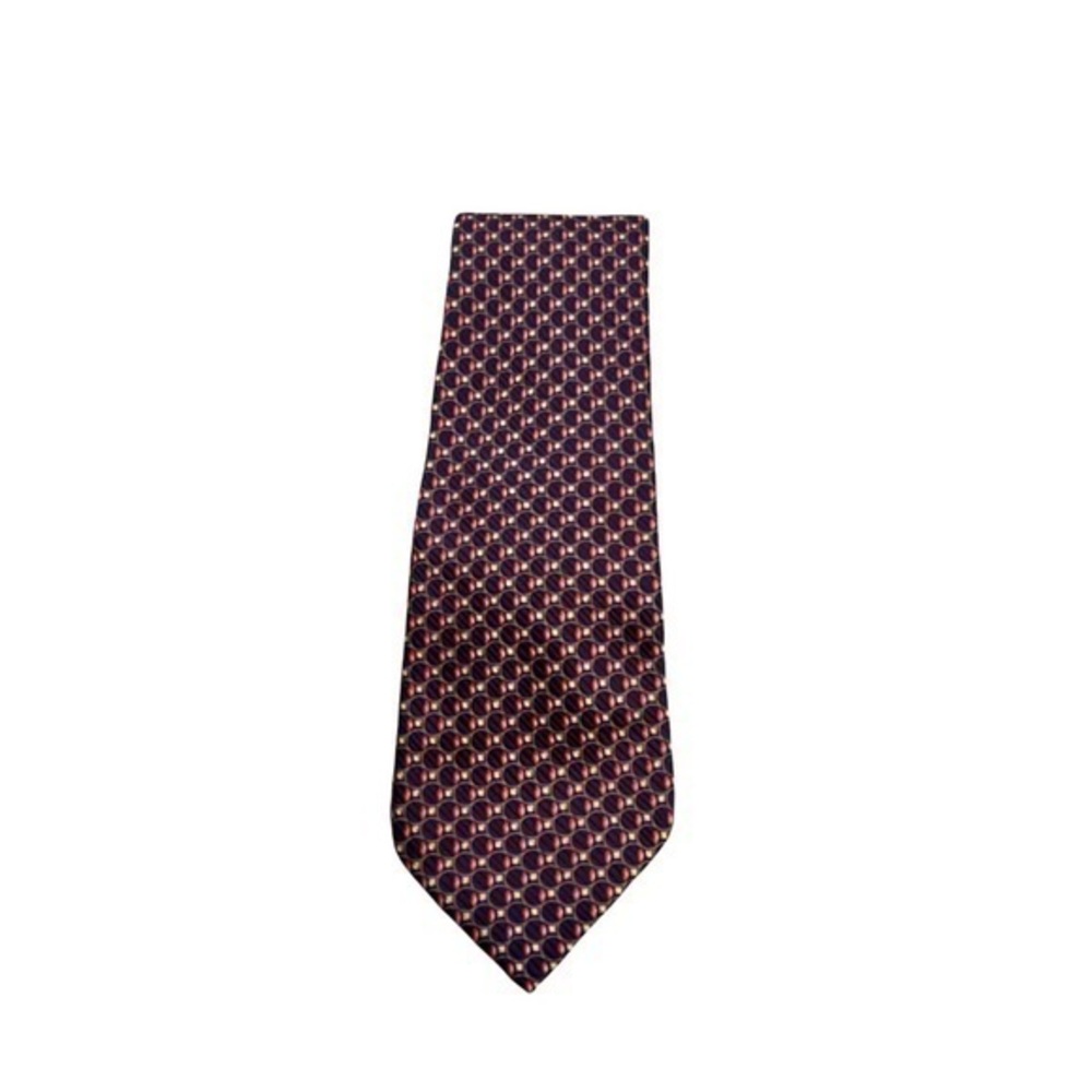 Burberry London Navy Blue & Red‎ Print 100% Silk Neck Tie